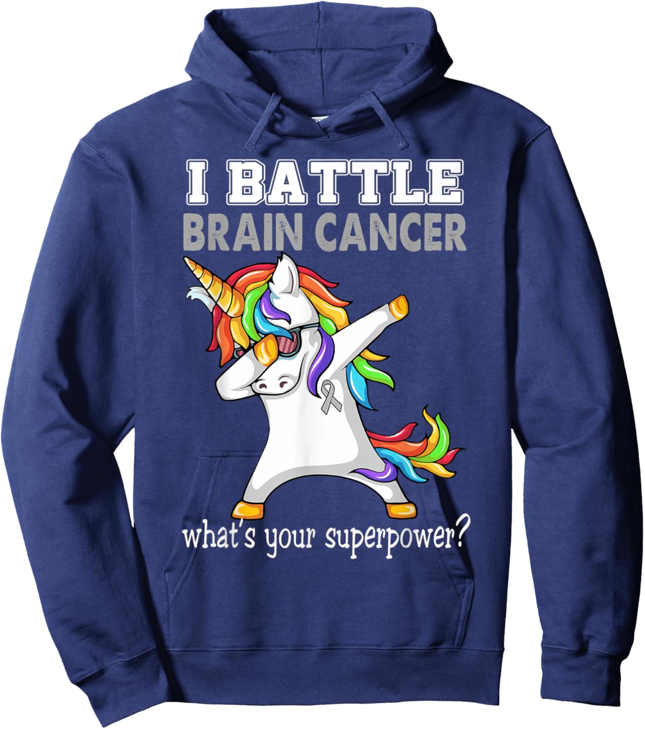 Unicorn I Battle Brain Cancer Awareness Hoodie - Hoodie | Navy