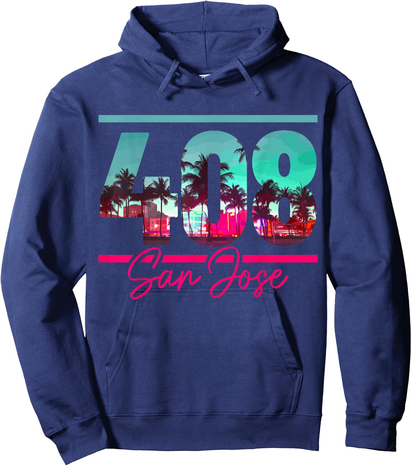 San Jose California Area Code 408 Vintage Retro Hoodie - Hoodie | Navy