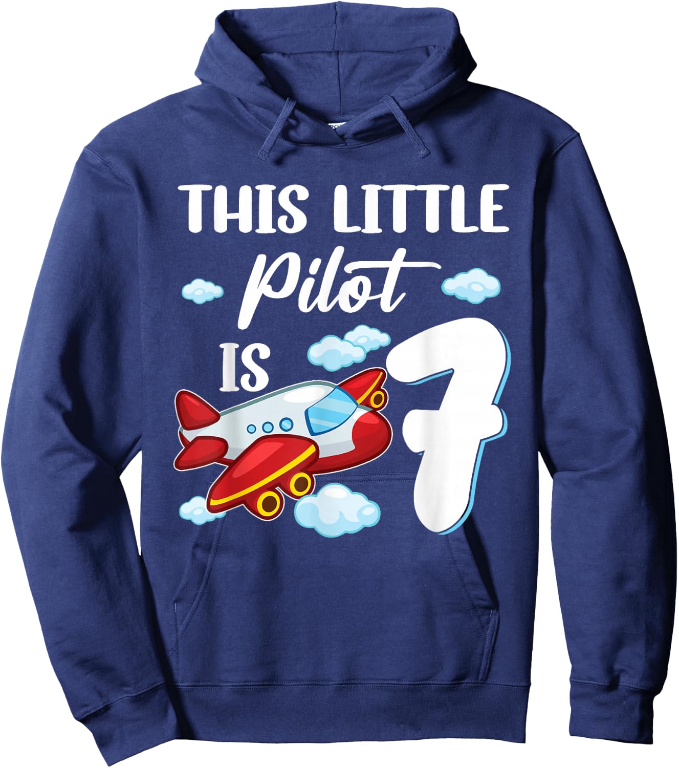 This little Pilot is 7 year old Kids Airplane 7th Birthday Hoodie - Hoodie | Navy