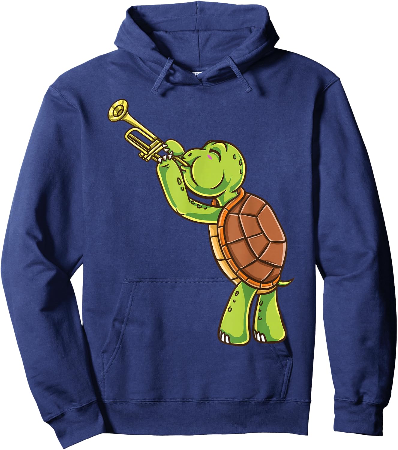 Turtle Playing Trumpet Hoodie - Hoodie | Navy