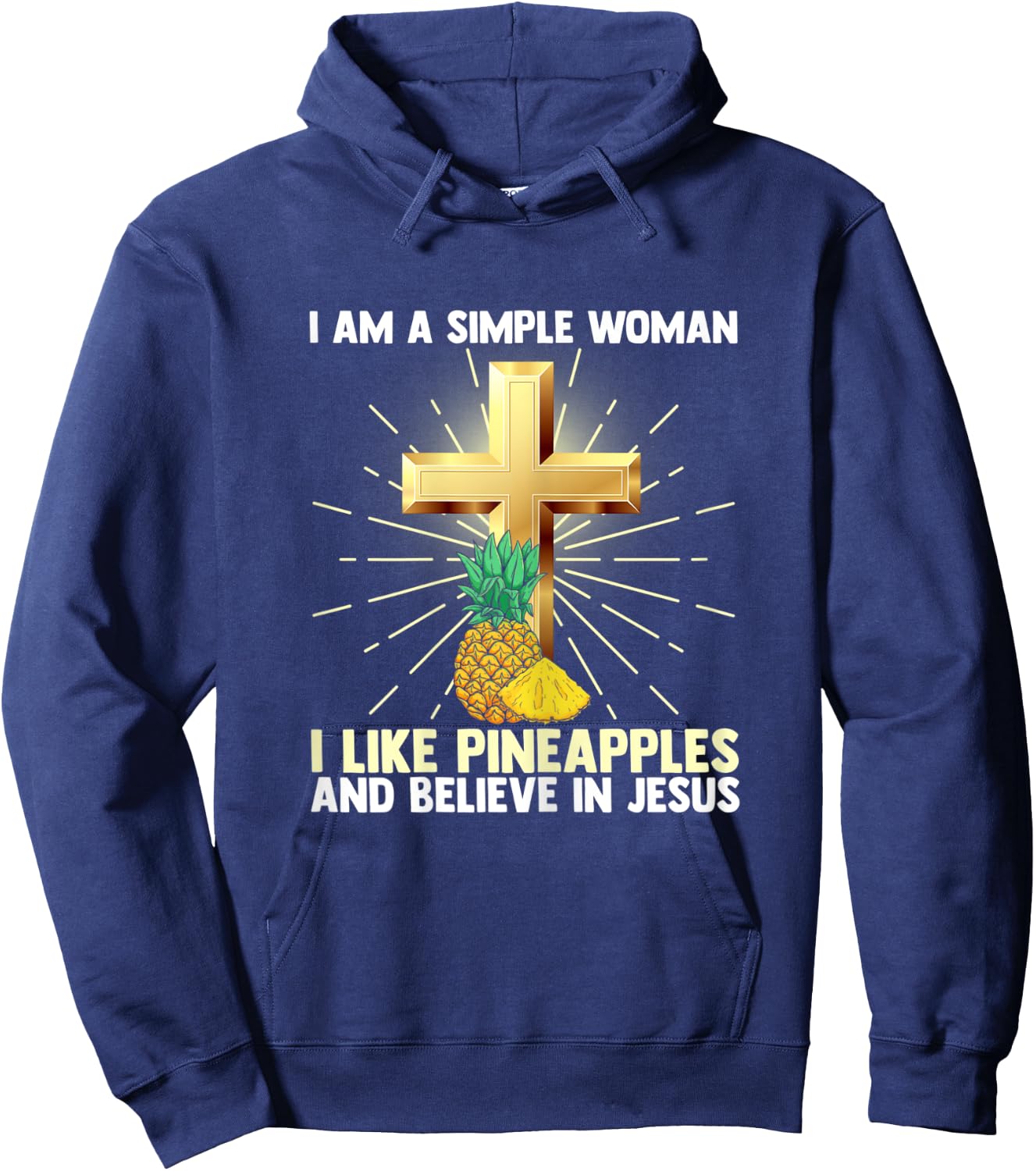 Simple Women Like Pineapple Believe in Jesus Christ Pastor Hoodie - Hoodie | Navy