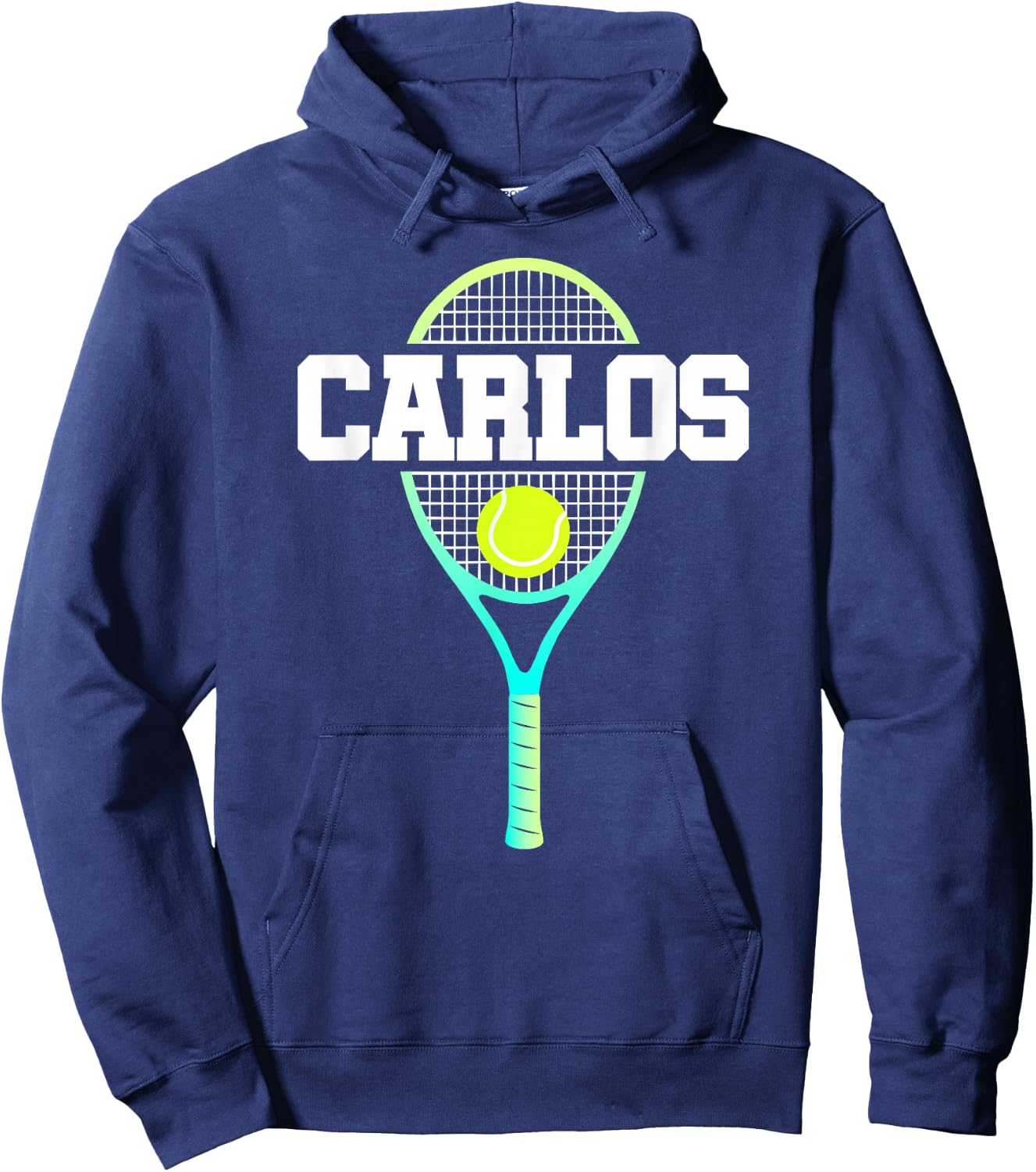 Carlos Name Tennis Player Boys Ball and Racket Sports Fan Hoodie - Hoodie | Navy
