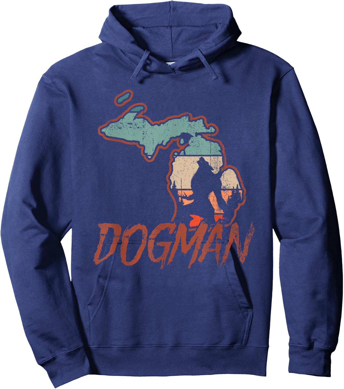 Cryptids Cryptozoology Monsters State of Michigan Dogman Hoodie - Hoodie | Navy