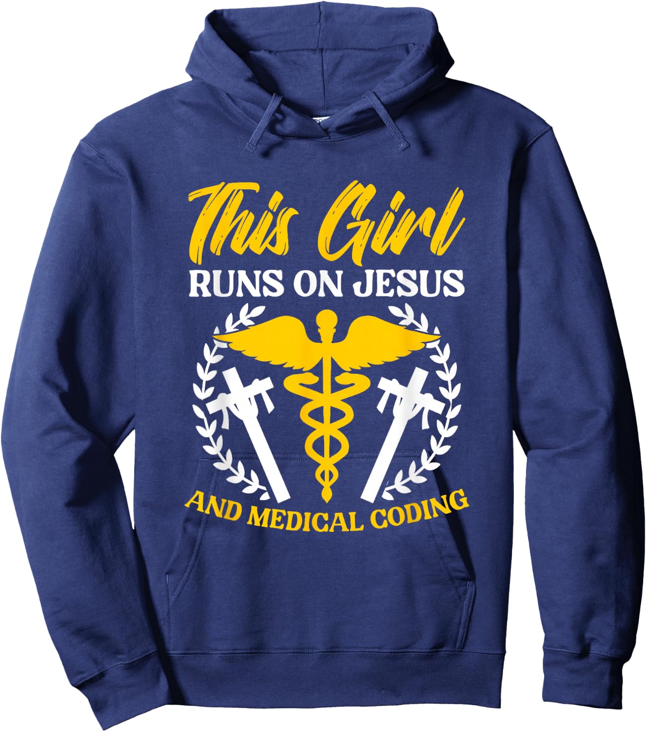 Girl Runs Jesus Medical Coding Clinical Biller Medical Coder Hoodie - Hoodie | Navy