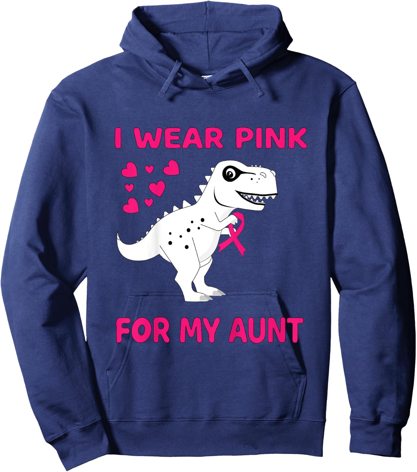 Kids I wear Pink for my Aunt Breast Cancer Trex Dino Kids Toddler Hoodie - Hoodie | Navy