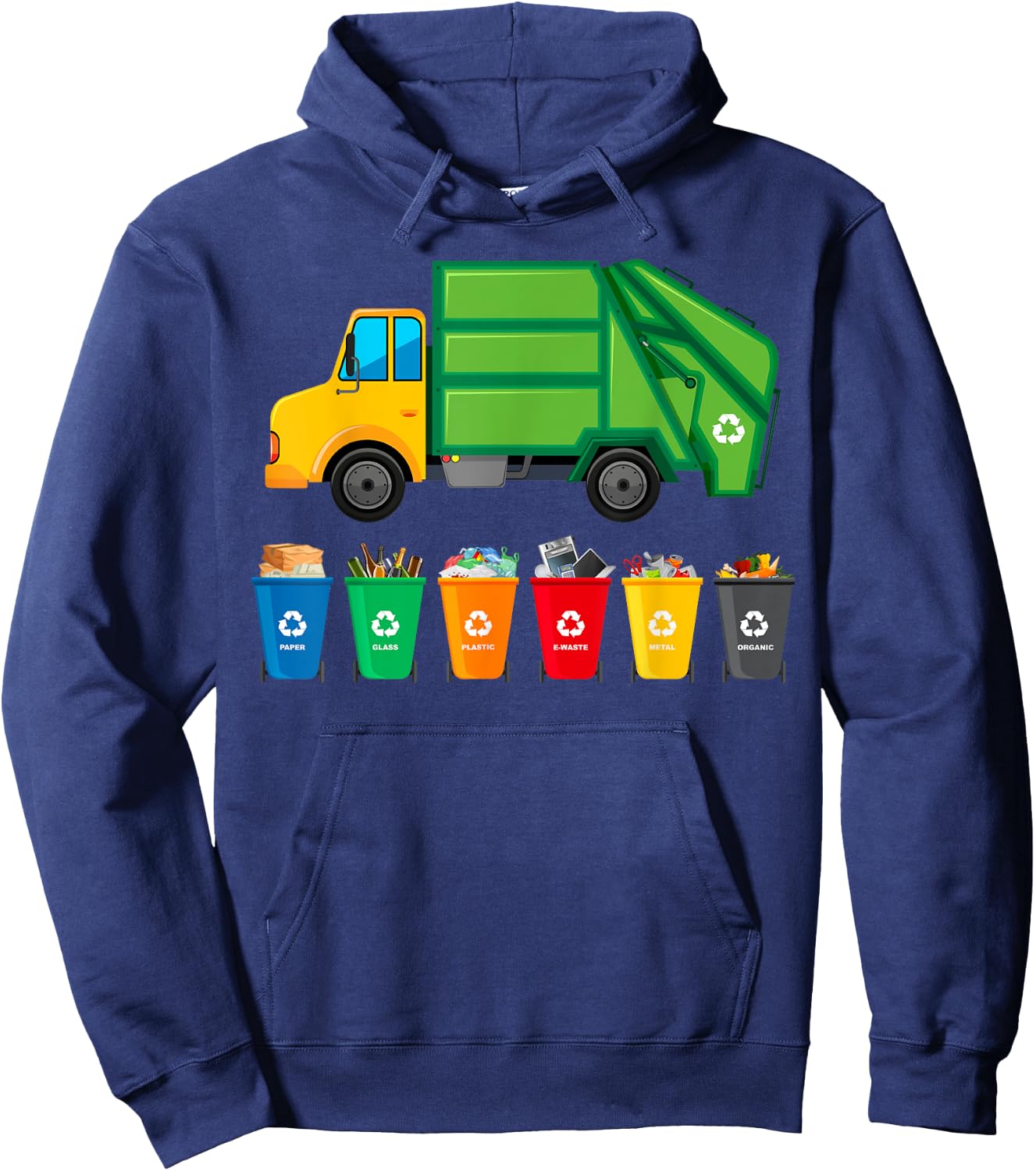 Garbage Truck Reuse Recycle Trash Collector Earth Day Hoodie - Hoodie | Navy