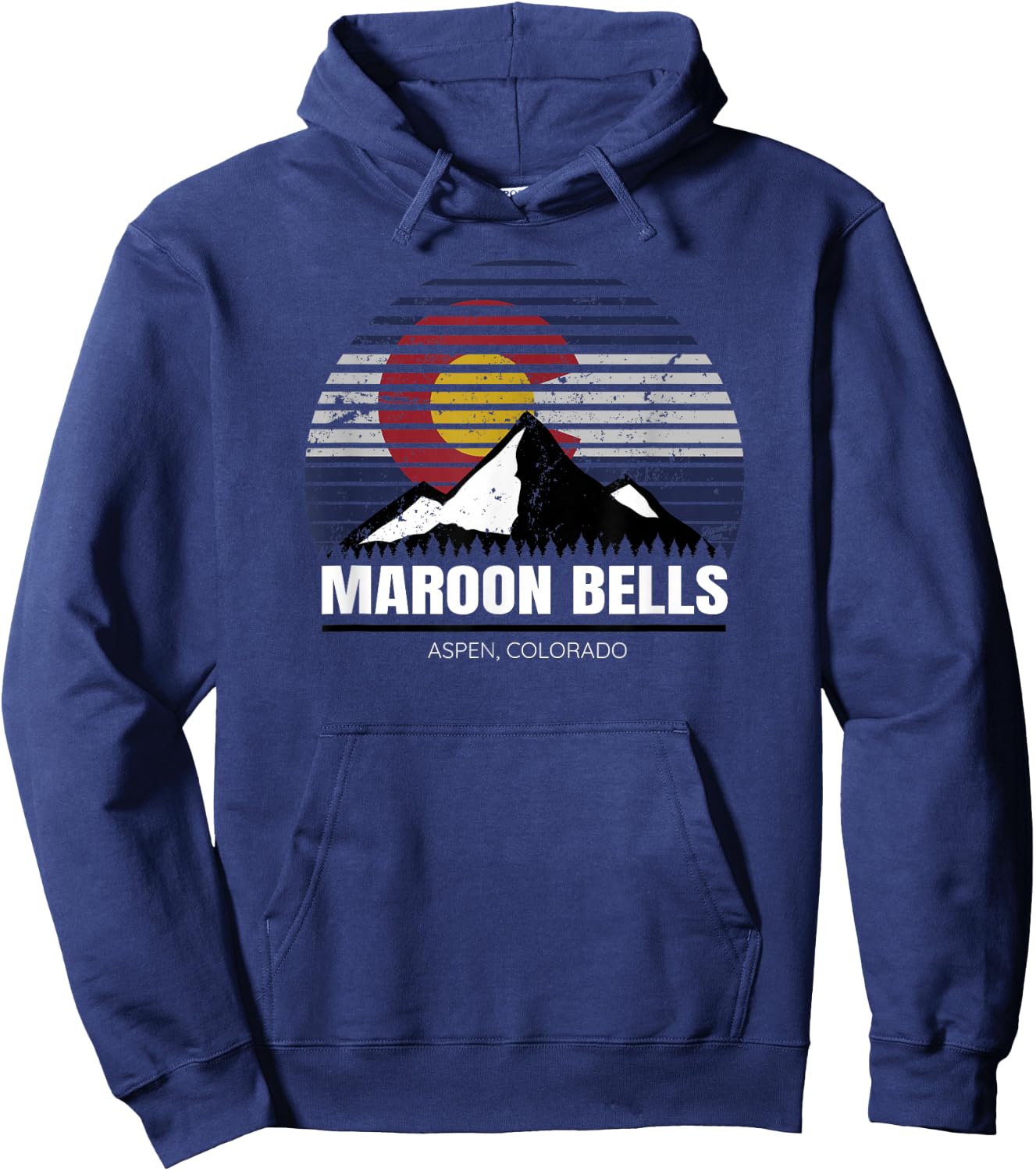 Maroon Bells Colorado State Flag - Aspen CO Hiking Hoodie - Hoodie | Navy
