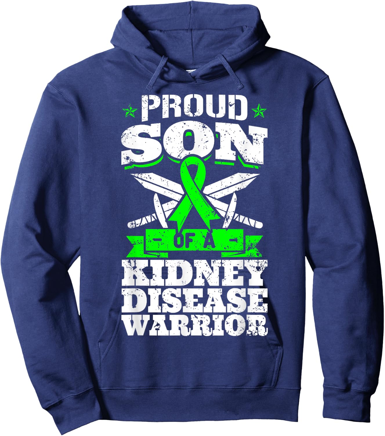 Proud Son Of A Kidney Disease Warrior CKD Awareness Ribbon Hoodie - Hoodie | Navy