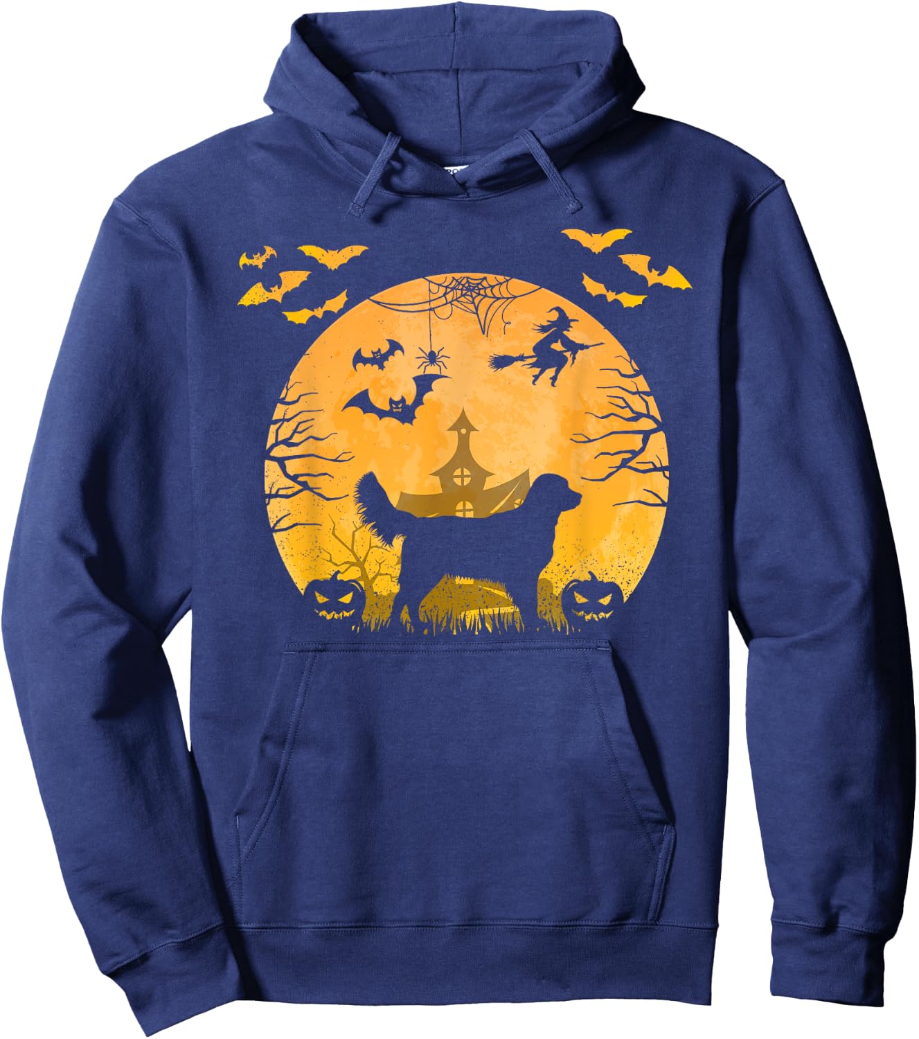 Funny Halloween Dog Golden Retrievers Halloween Men Women Kids Hoodie - Hoodie | Navy