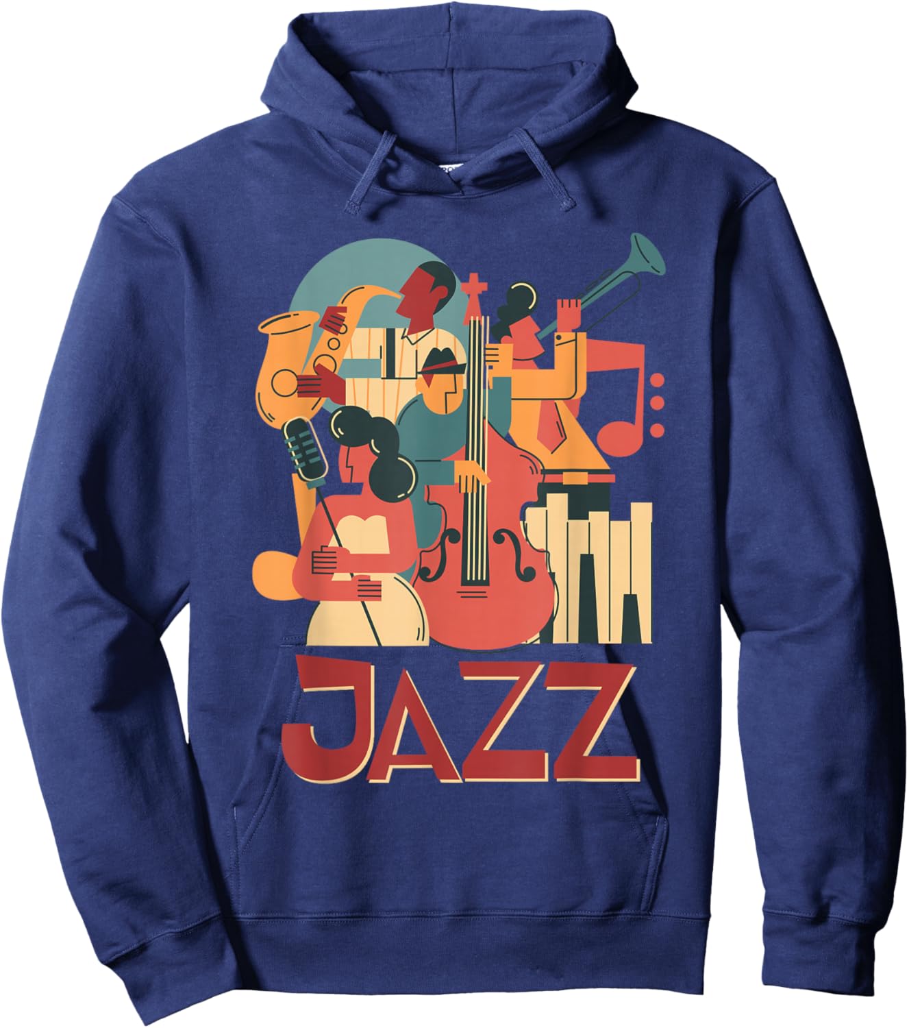 Jazz Musicians Orchestra Playing On Stage Smooth Jazz Hoodie - Hoodie | Navy