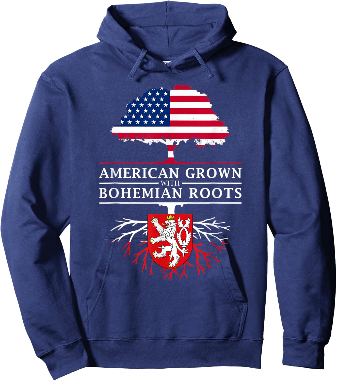 American Grown with Bohemian Roots - Czech Bohemia Hoodie - Hoodie | Navy