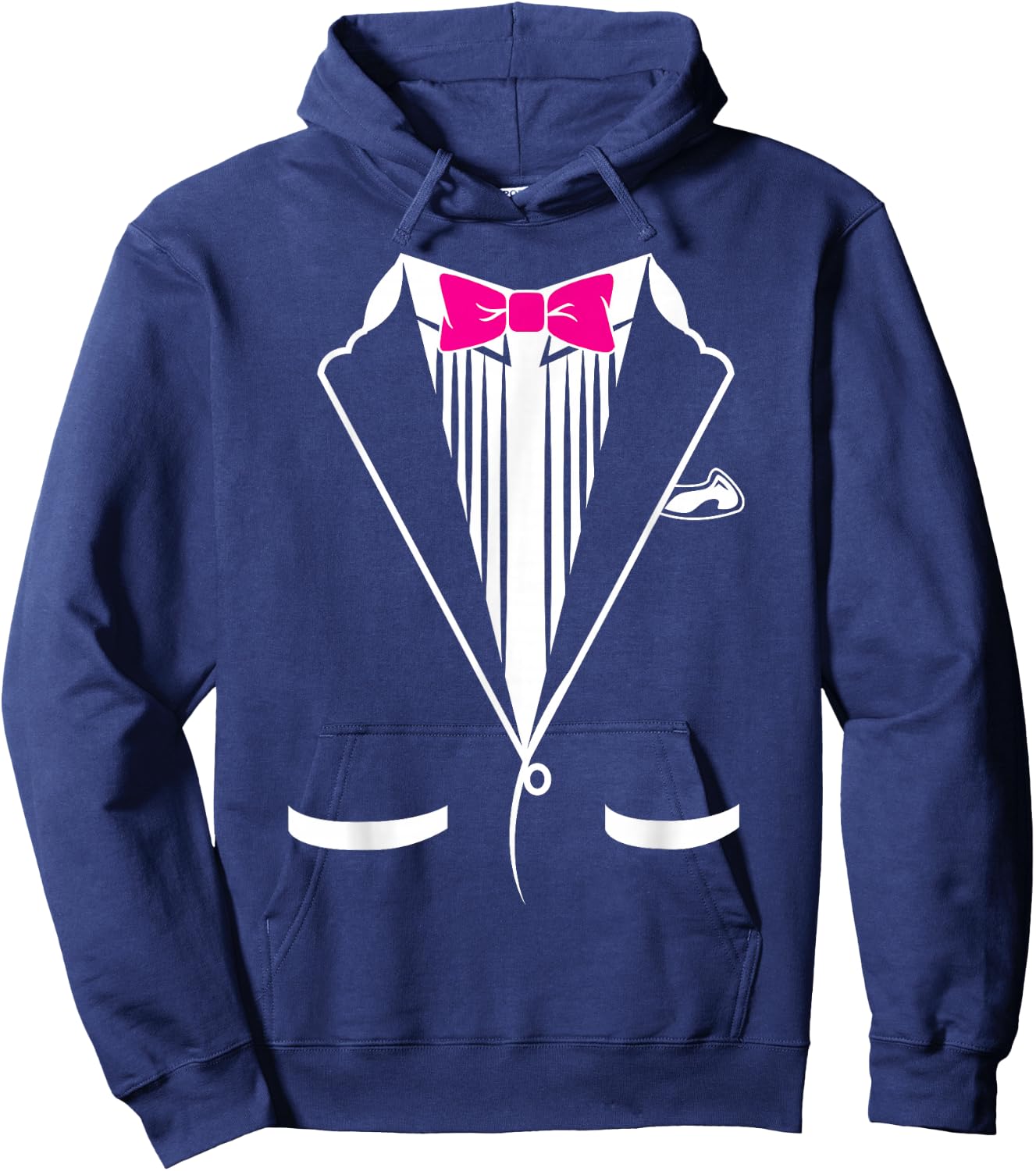 Tuxedo Dress , Pink Bow Tie Groom Wedding Gift Hoodie - Hoodie | Navy