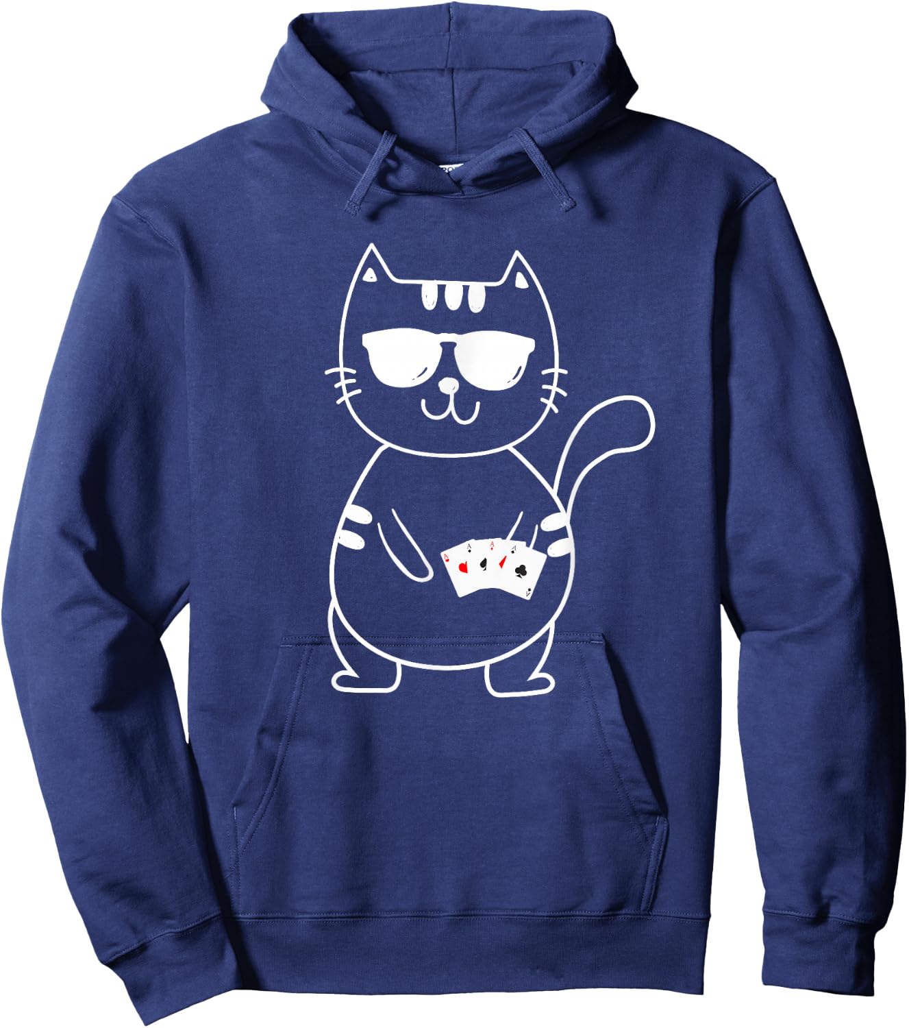 Poker Cat - Poker Texas Hold'Em Gambling Casino Gambler Hoodie - Hoodie | Navy