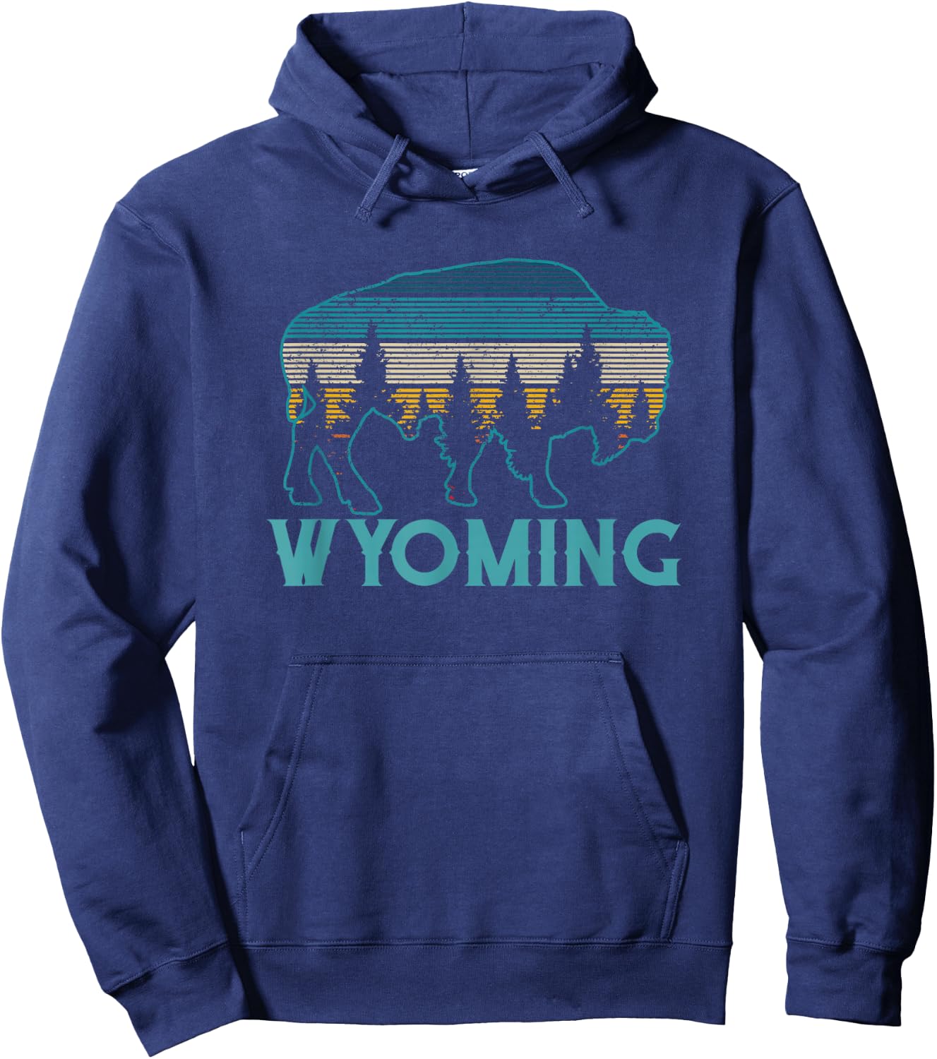 Wyoming Bison Vintage Souvenir Hoodie - Hoodie | Navy