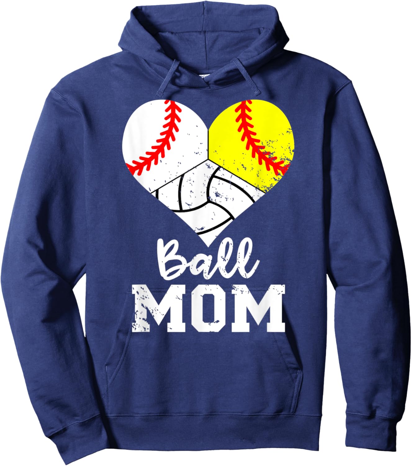 Ball Mom Funny Baseball Softball Volleyball Mom Hoodie - Hoodie | Navy