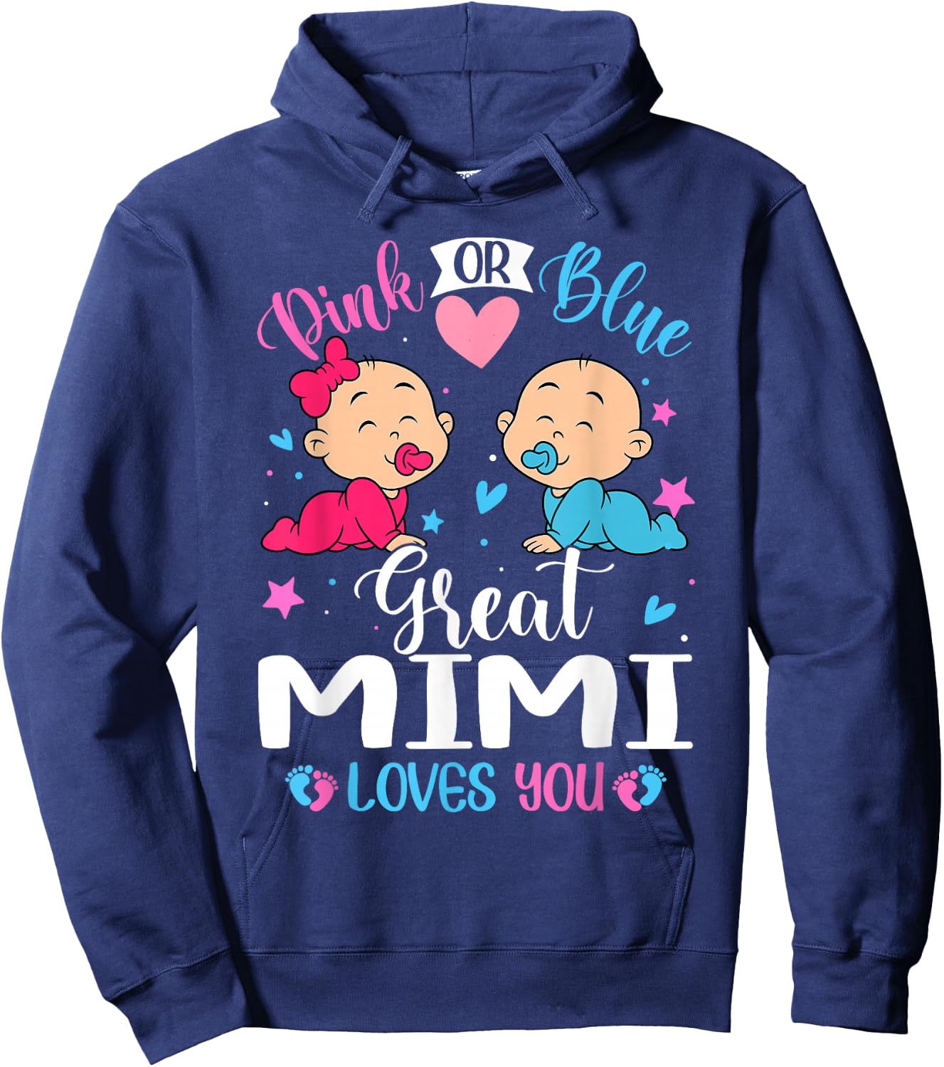 Pink Or Blue Great Mimi Loves You Gender Reveal Hoodie - Hoodie | Navy