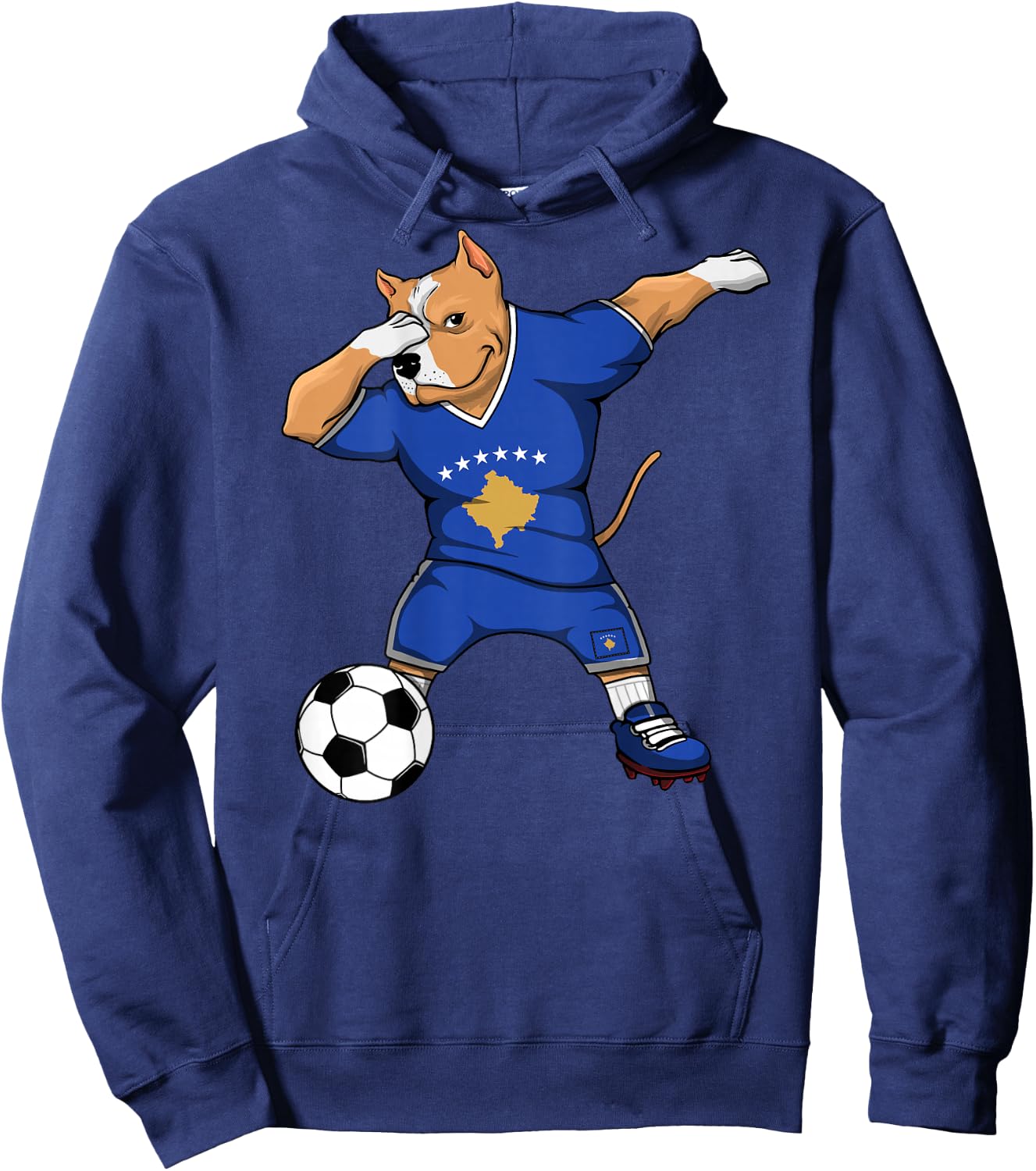 Dabbing Pitbull Kosovo Soccer Lovers Jersey Kosovar Football Hoodie - Hoodie | Navy