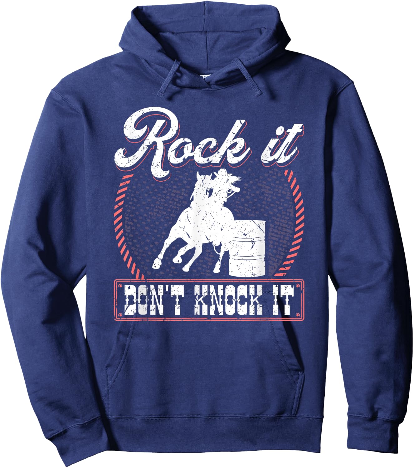 Barrel Racing Rock It Funny Cowgirl Rodeo Horse Barrel Racer Hoodie - Hoodie | Navy
