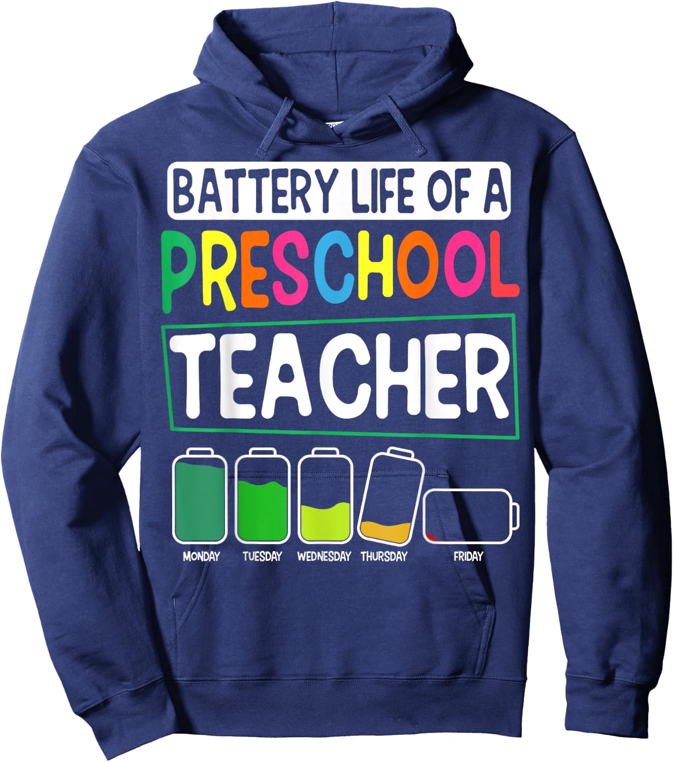 Preschool Nursery Teacher Battery Life Pre-K Instructor Small Hoodie - Hoodie | Navy