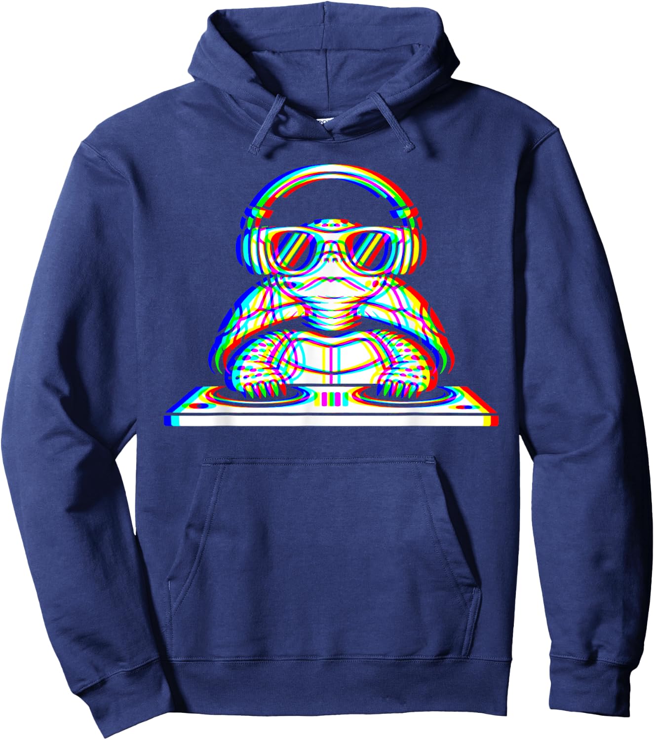 Funny Eastern Box Turtle DJ Glitch Rave EDM Music Party Hoodie - Hoodie | Navy