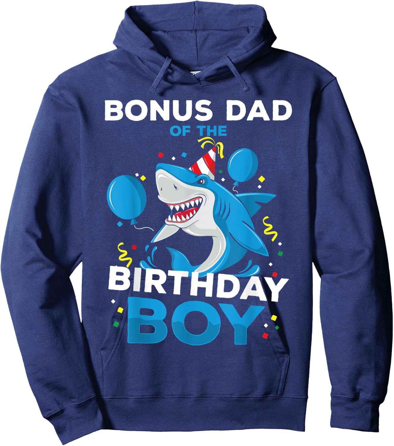 Bonus-Dad of The Birthday Boy Shark Ocean Matching Family Hoodie - Hoodie | Navy