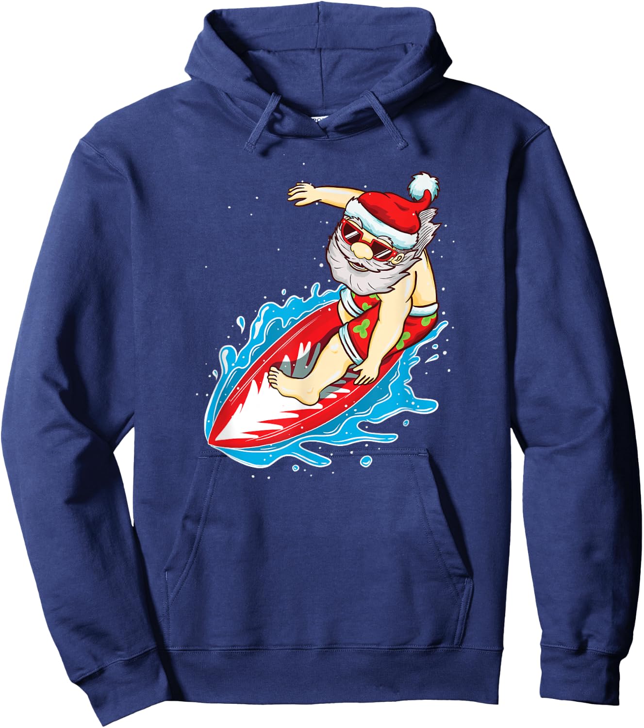 Santa Surfing Christmas in July Shirt Hoodie - Hoodie | Navy