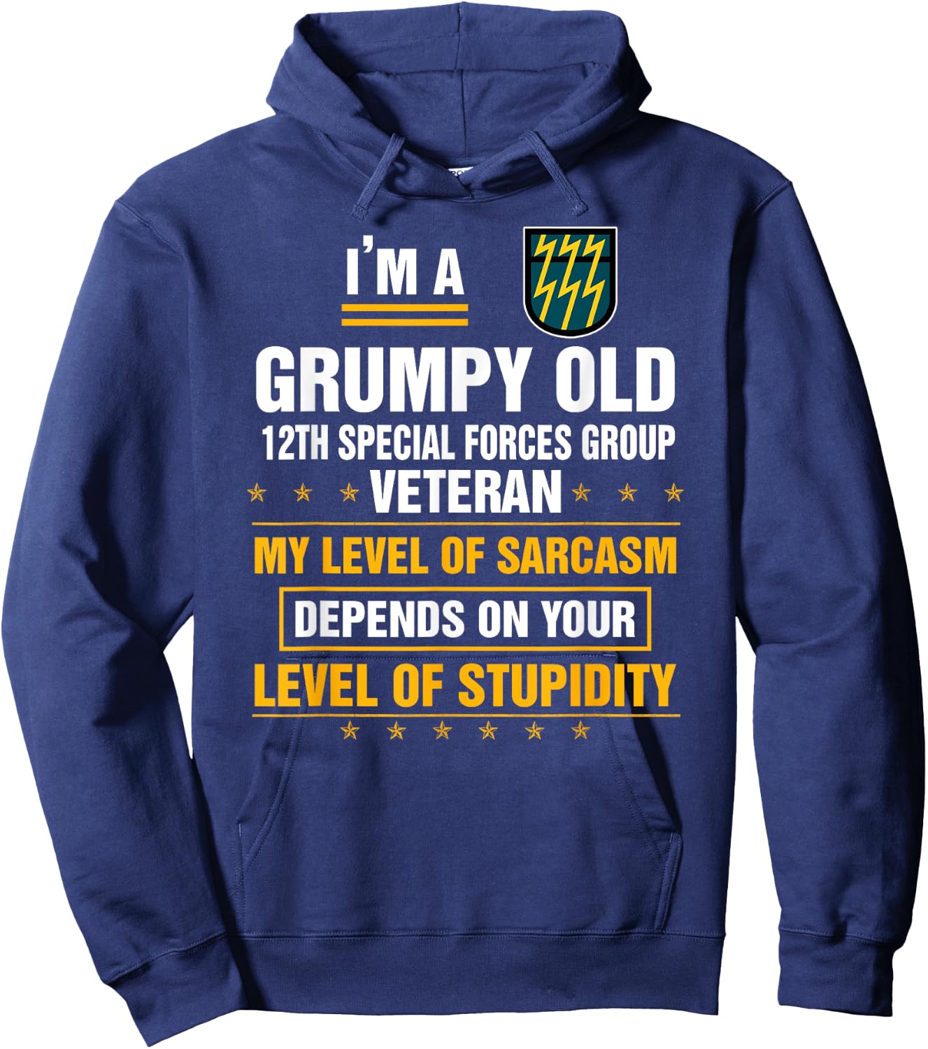 Grumpy Old 12th Special Forces Group Veteran Funny Xmas Hoodie - Hoodie | Navy