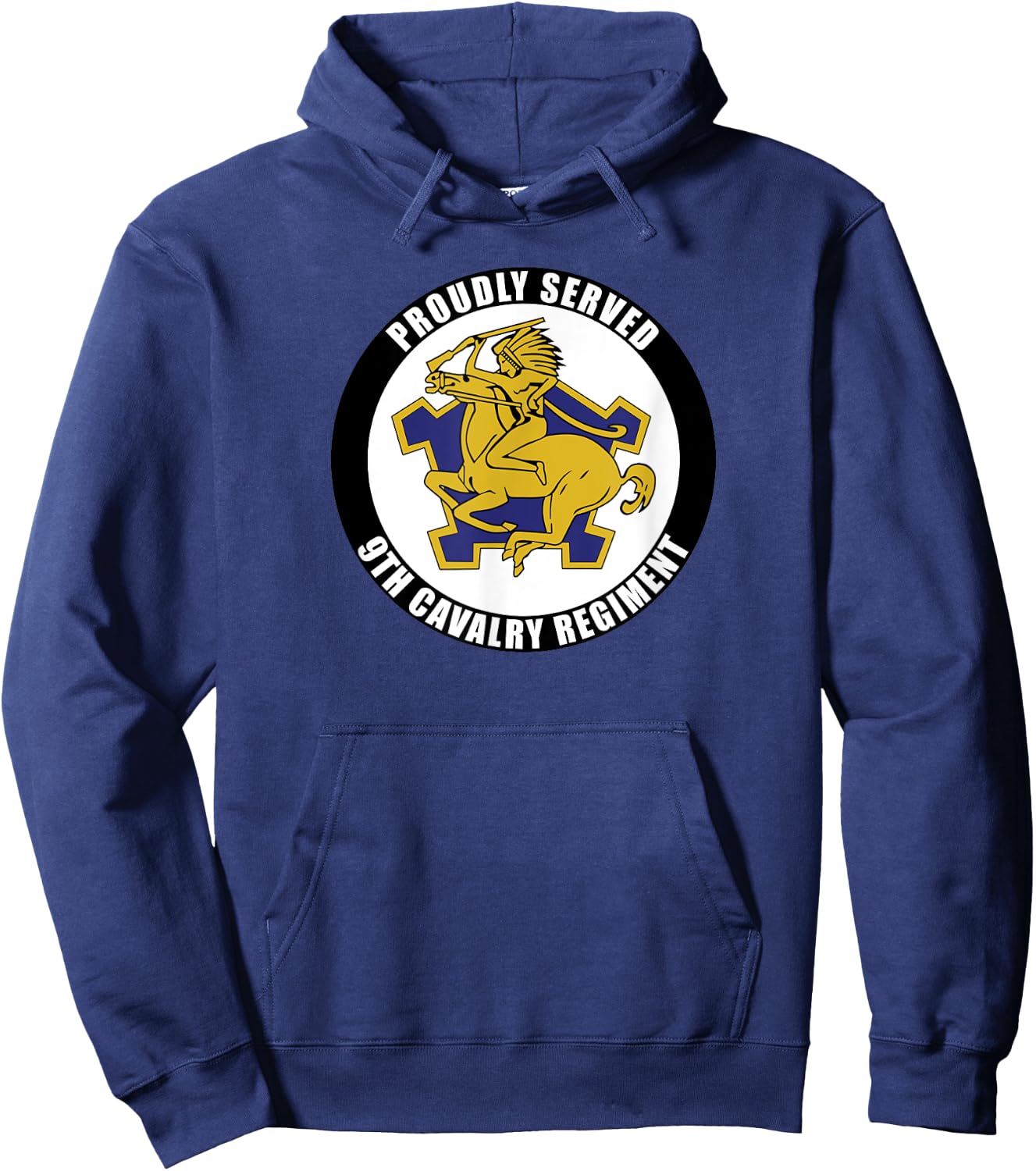 Proudly Served 9th Cavalry Regiment Military Army Veteran Hoodie - Hoodie | Navy