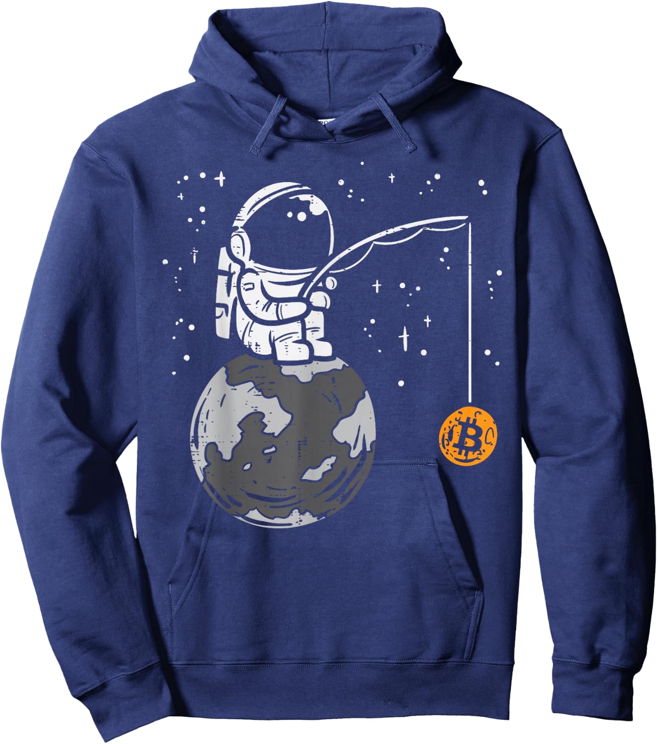 Astronaut Moon Fishing Bitcoin BTC Crypto Cryptocurrency Hoodie - Hoodie | Navy