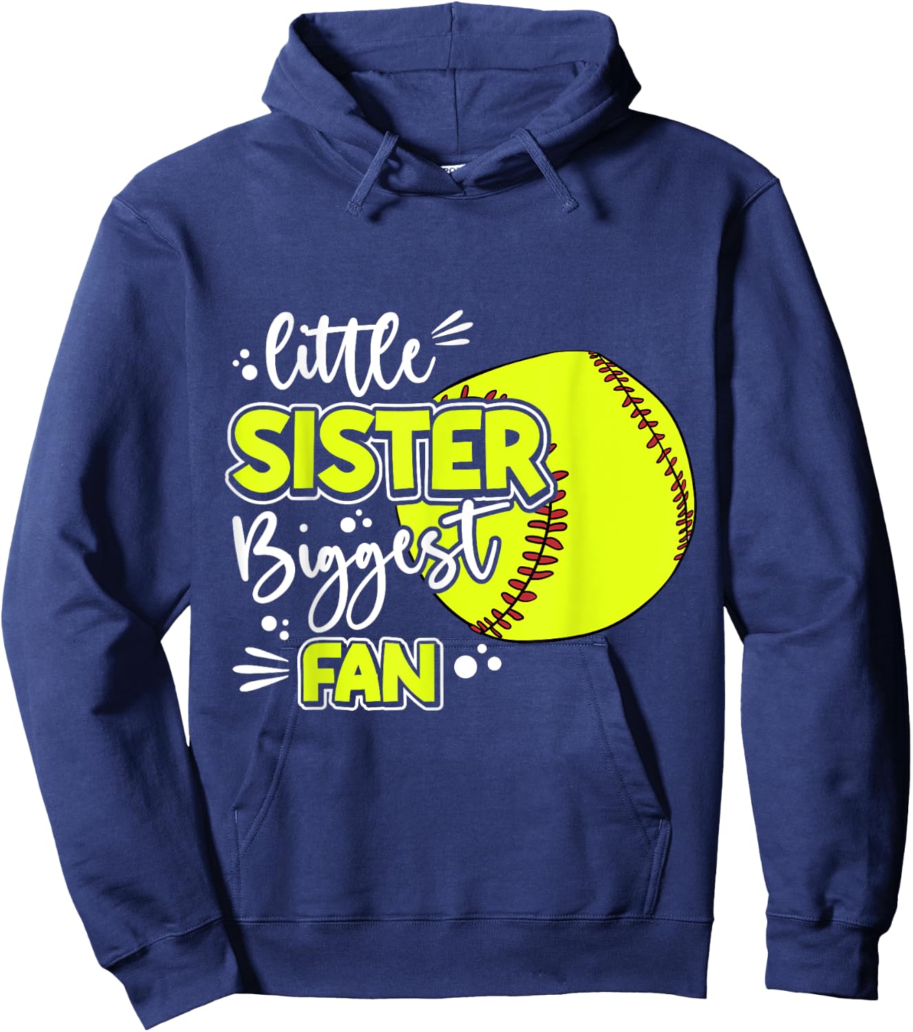 Little Sister Biggest Fan Softball, Softball Girl Hoodie - Hoodie | Navy