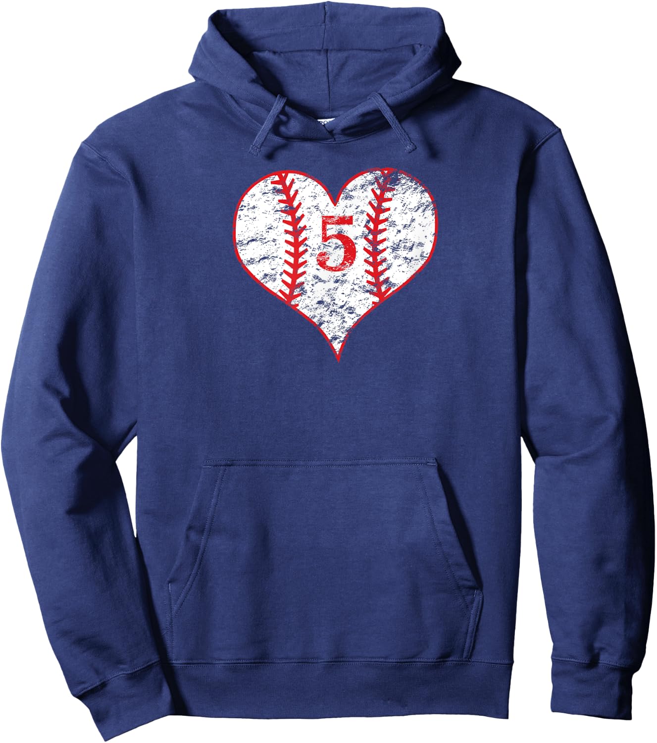 Vintage Love Baseball Mom #5 Baseball Heart Number 5 fan Hoodie - Hoodie | Navy