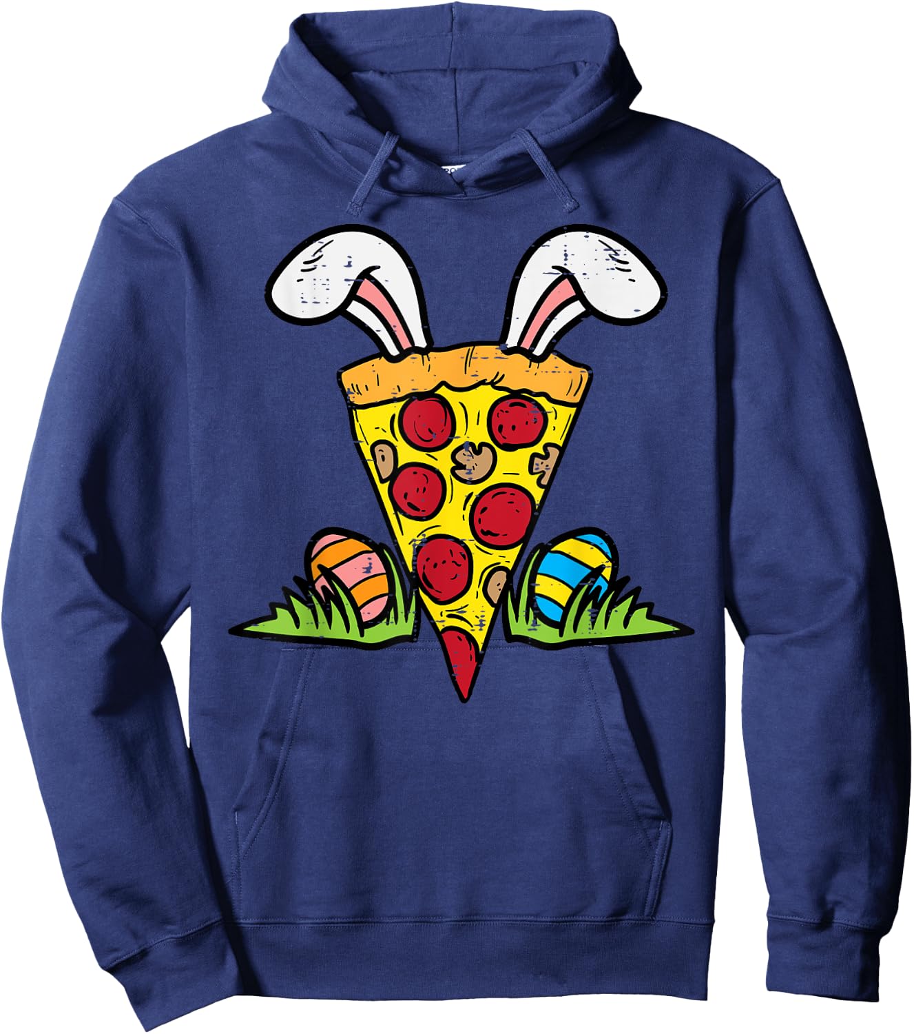 Easter Pizza Slice Bunny Ears Funny Snack Food Lover Foodie Hoodie - Hoodie | Navy