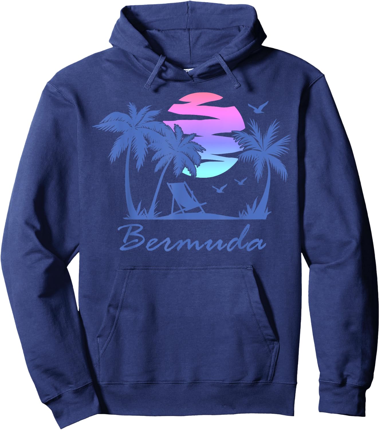 BERMUDA Beach Vacation Trip Retro Vintage Sunset Graphic Men Women Kids Hoodie - Hoodie | Navy