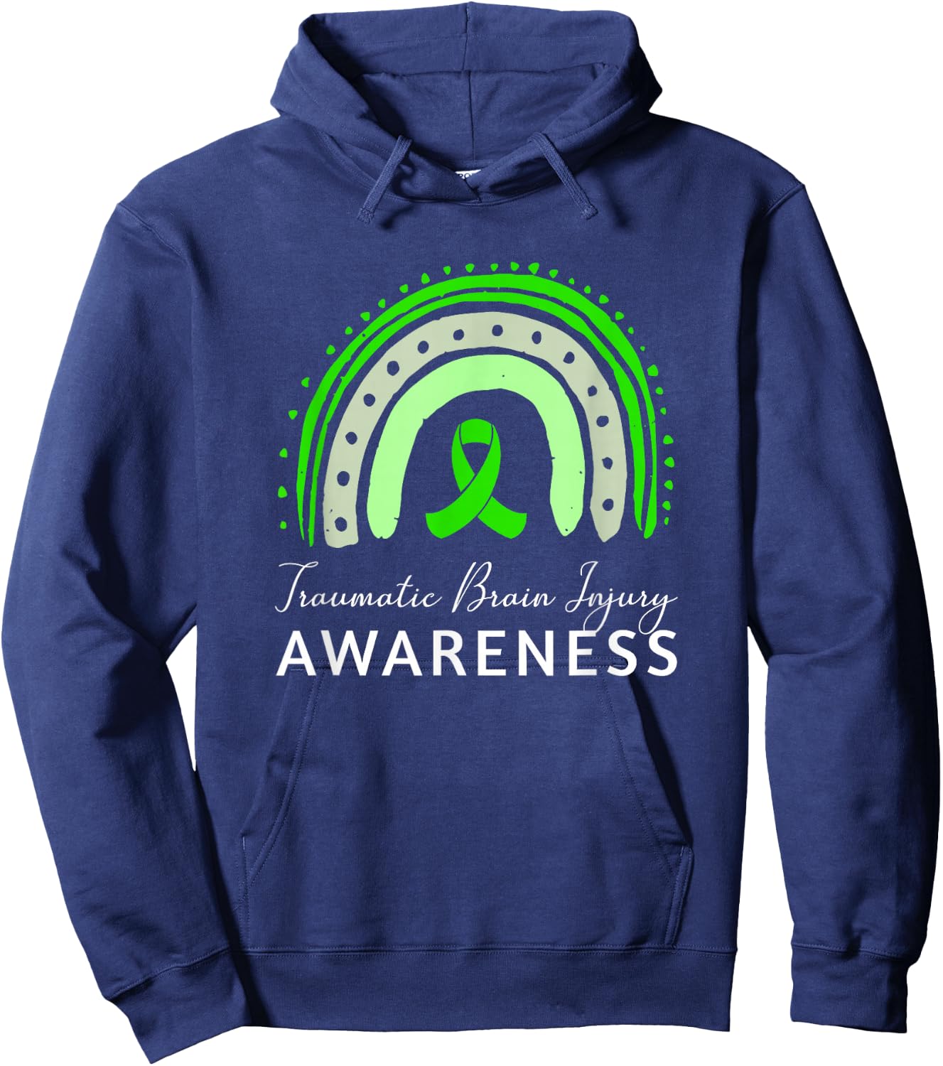 Traumatic Brain Injury Awareness / Green Ribbon TBI Support Hoodie - Hoodie | Navy