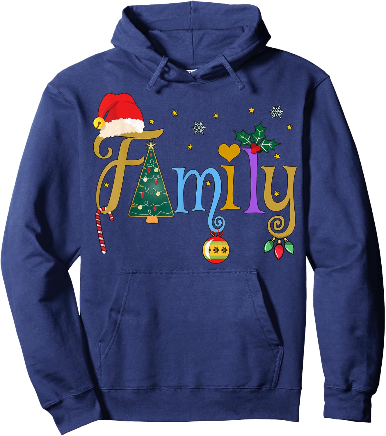 FAMILY Letters Holiday Style Love My Family Christmas Hoodie - Hoodie | Navy