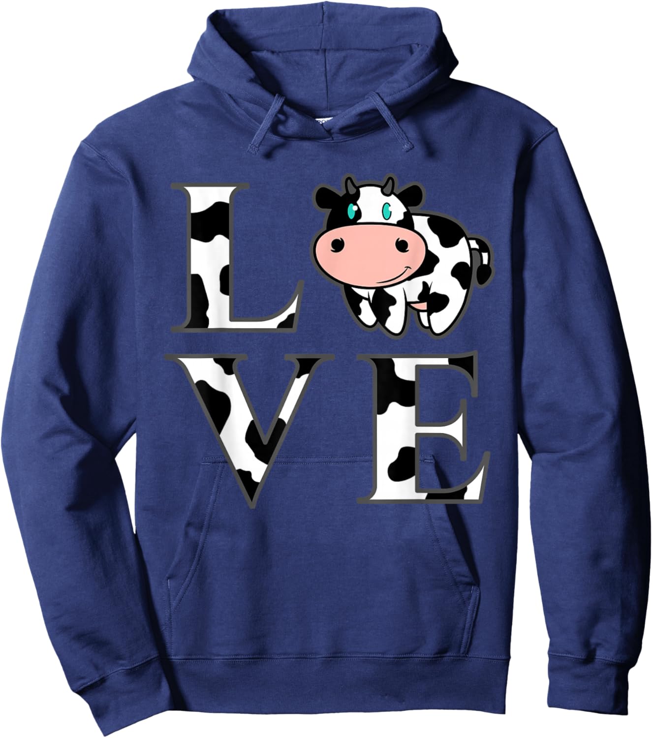 Cute Cow Print I Love Cows Funny Farming Gift Men Women Kids Hoodie - Hoodie | Navy