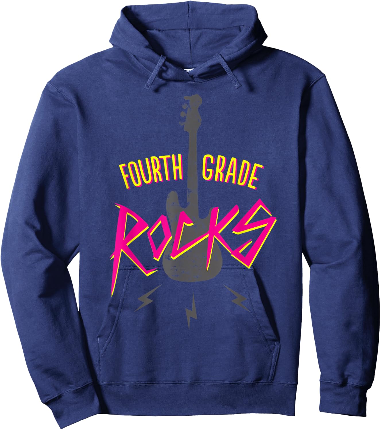 Fourth Grade Rocks Shirt 4th Grade Retro Guitar Hoodie - Hoodie | Navy