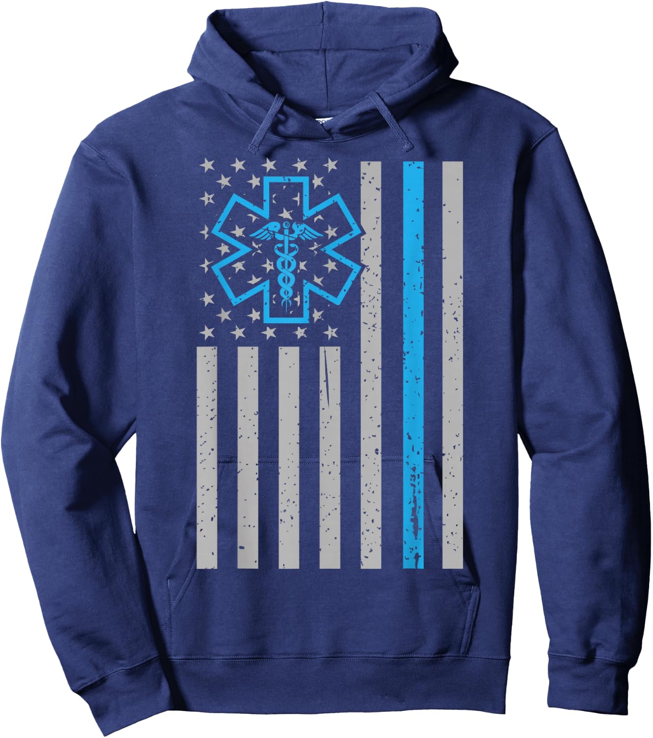 Thin White Line Shirt EMS EMT Paramedic American Flag Hoodie - Hoodie | Navy