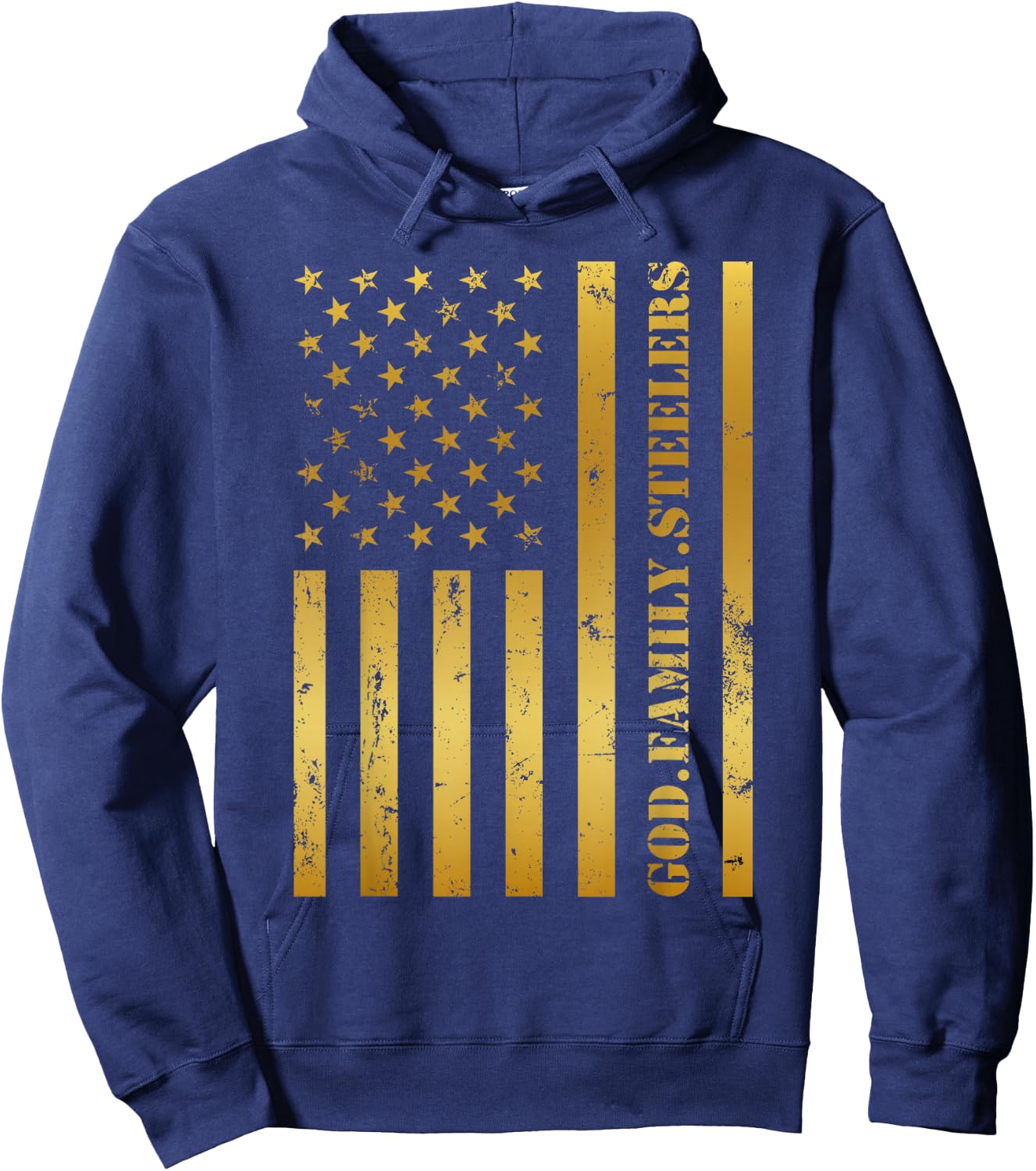 God Family Steelers Pro Us Flag Design Father's Day Dad Hoodie - Hoodie | Navy