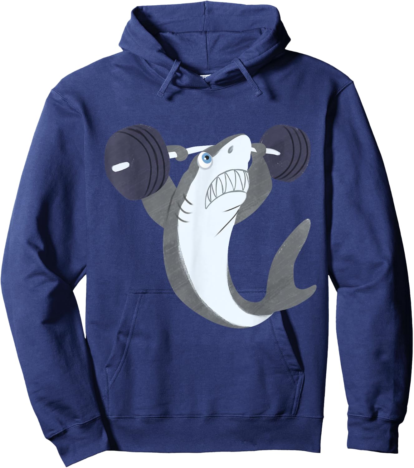 Weightlifing Shark Barbell - Funny Workout Gym Weightlifter Hoodie - Hoodie | Navy