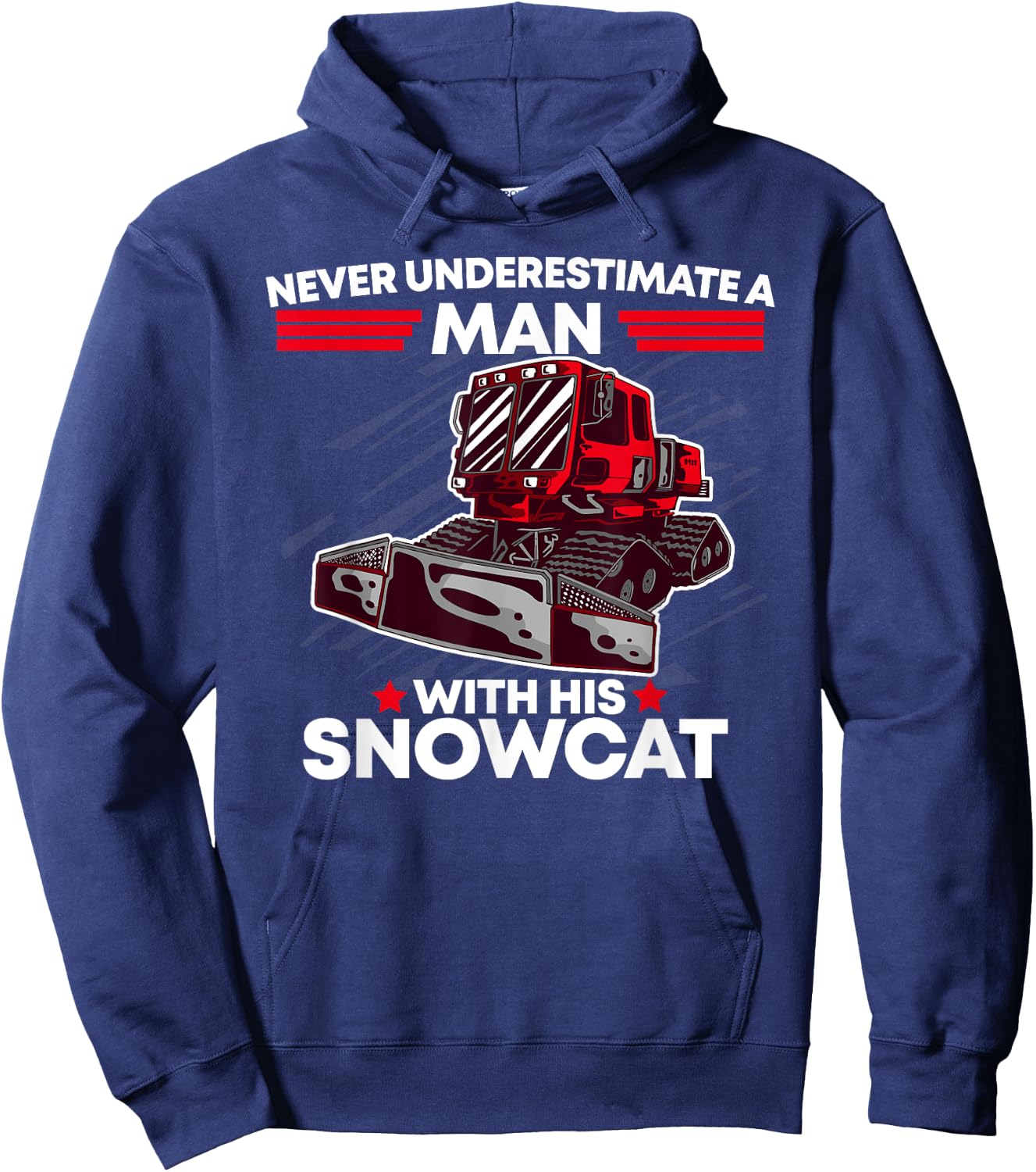 Snowcat Man Dad Groomer Cool Winter Sports US Flag Hoodie - Hoodie | Navy