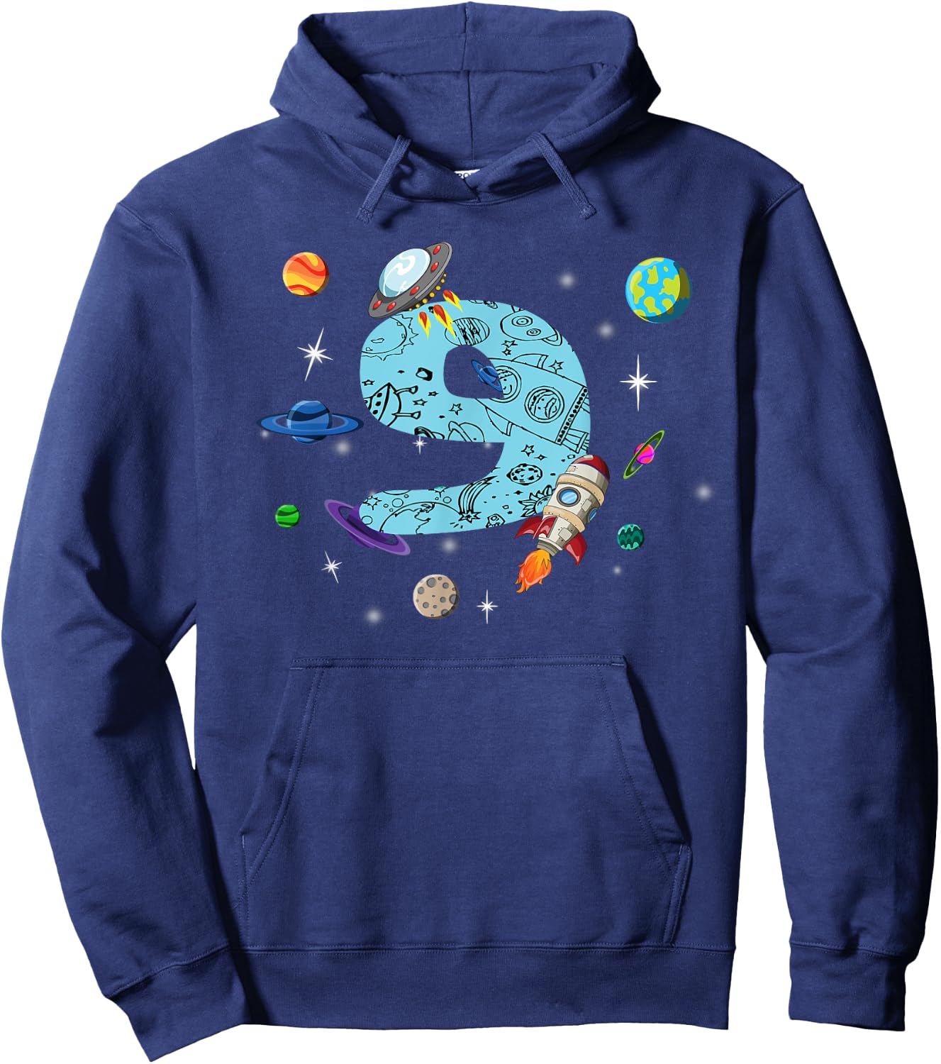 9 Years Old Birthday Boy Gifts Space 9th Birthday Hoodie - Hoodie | Navy