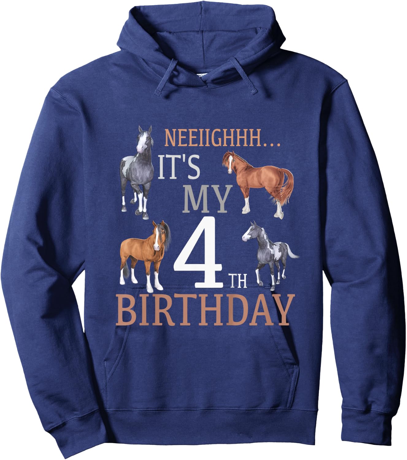 Its My 4th Birthday Shirt Horse Lover 4 Year Old Birthday Hoodie - Hoodie | Navy