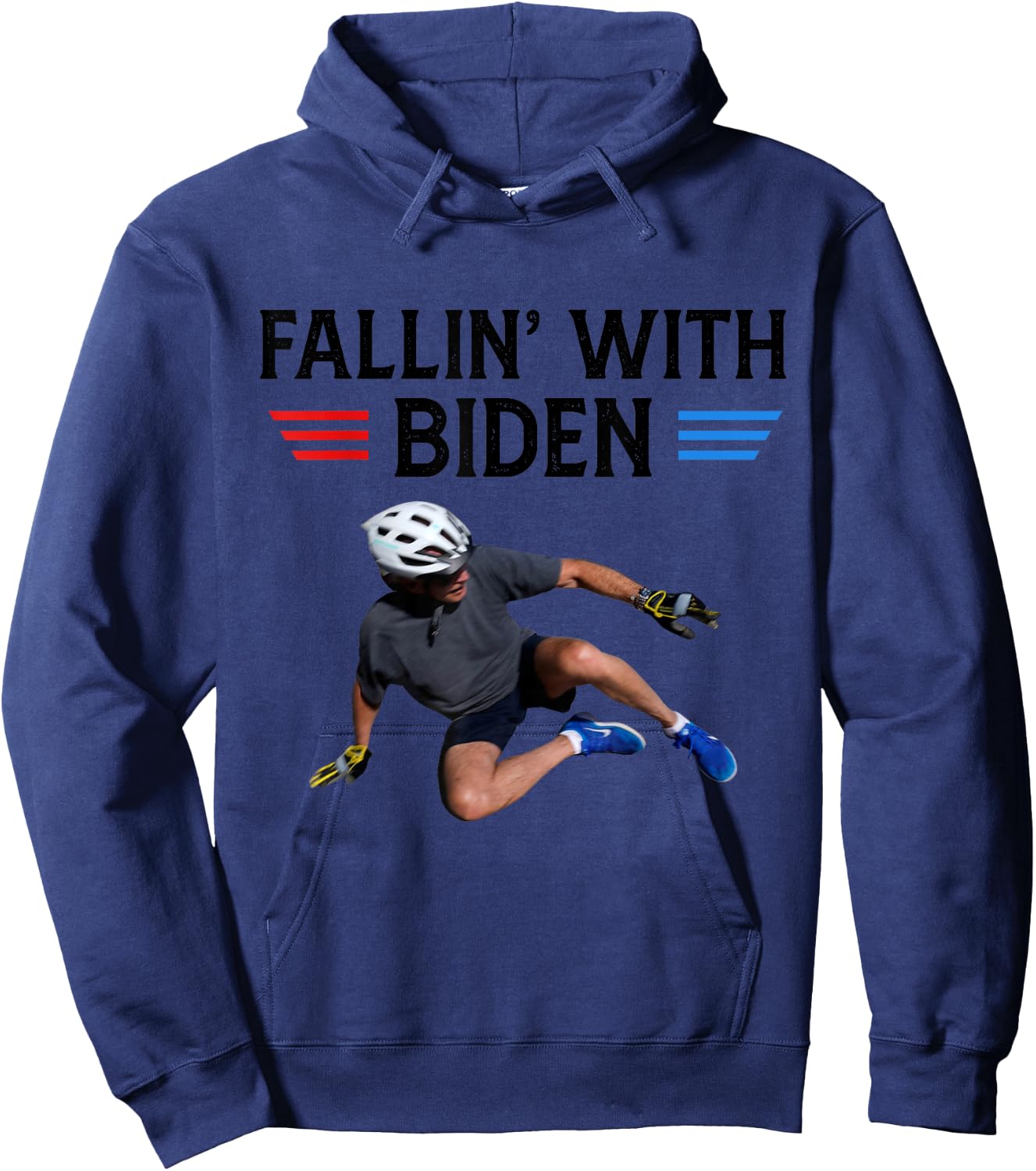 Joe Biden falling off bicycle Biden bike meme funny Hoodie - Hoodie | Navy
