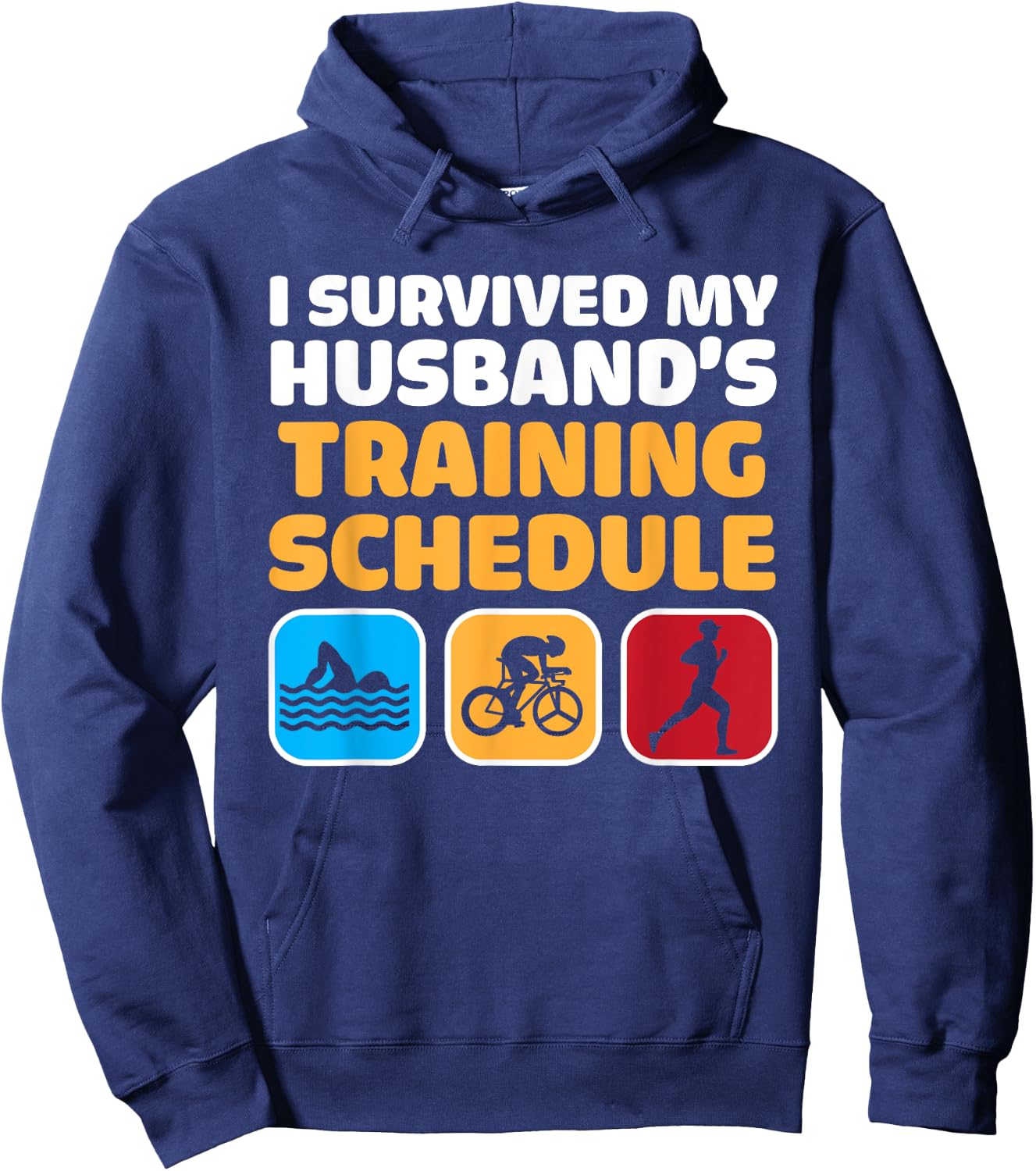 Triathlon Art Women Wife Triathlete Swim Bike Run Athletes Hoodie - Hoodie | Navy