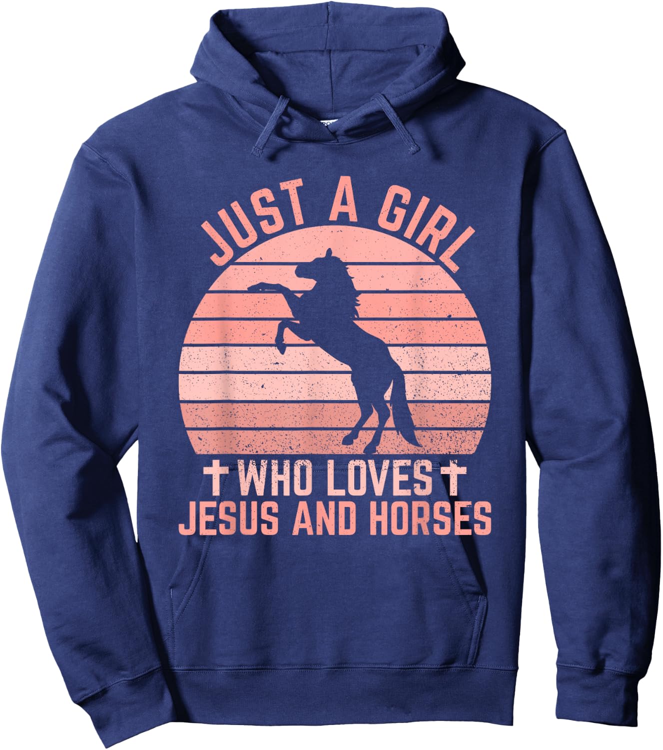 Just A Girl Who Loves Jesus And Horses - Christian Riders Hoodie - Hoodie | Navy