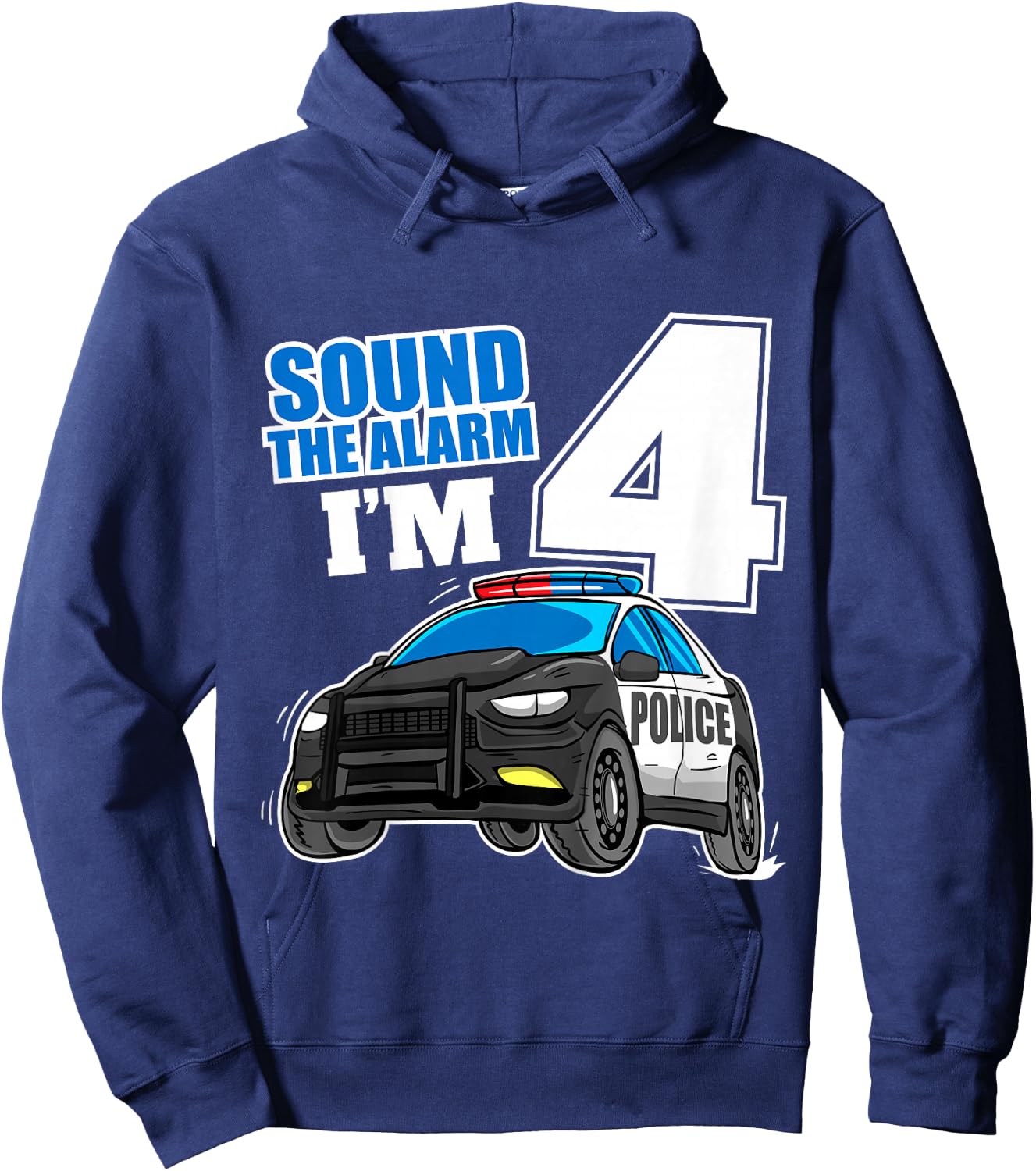 Kids Police Car 4th Birthday Boy 4 Cop Policeman Officer Four Hoodie - Hoodie | Navy