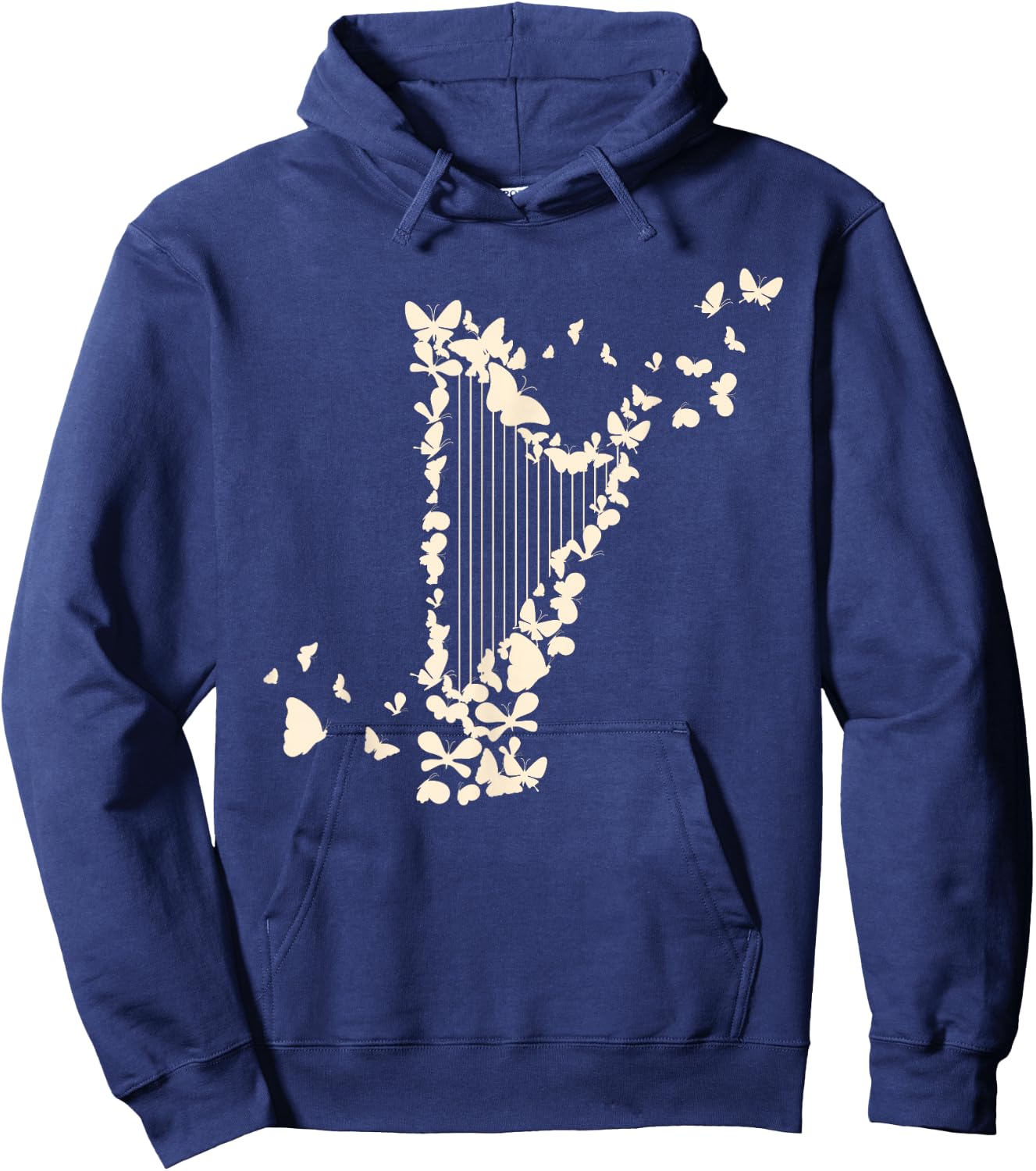 A Harp with Butterflies Harpist Hoodie - Hoodie | Navy