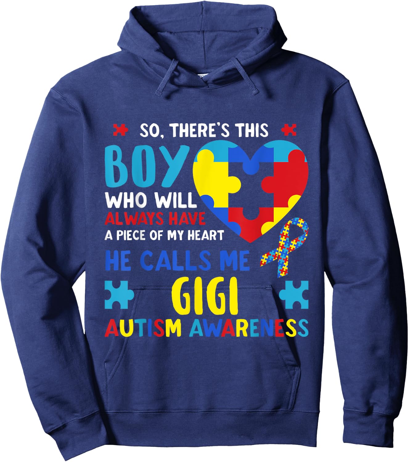 There's This Boy He Calls Me Gigi GG Autism Awareness Hoodie - Hoodie | Navy