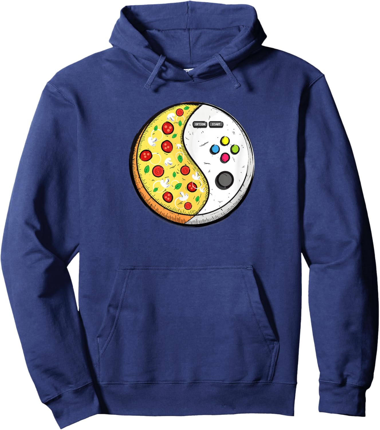 Gaming and Pizza Themed Present for Gamer Kids Boys Girls Hoodie - Hoodie | Navy
